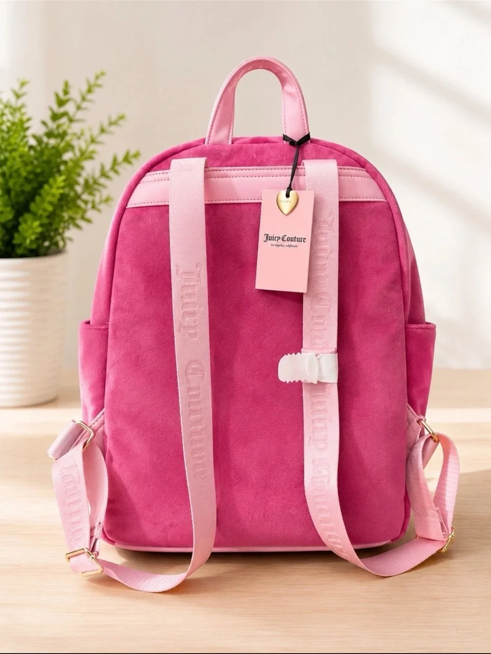 NWT 2026 Juicy Couture Study In Style Velour Backpack Bear Set Pink